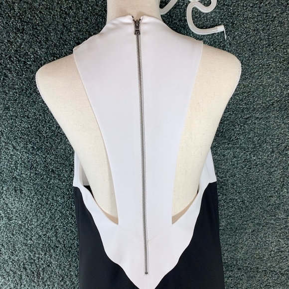 Alice + Olivia Black & White V Neck Mini Dress - Picture 6 of 9